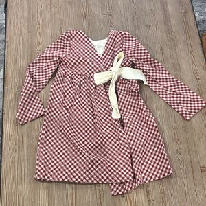 Thimble collection gingham wrap Dress with Cream bow